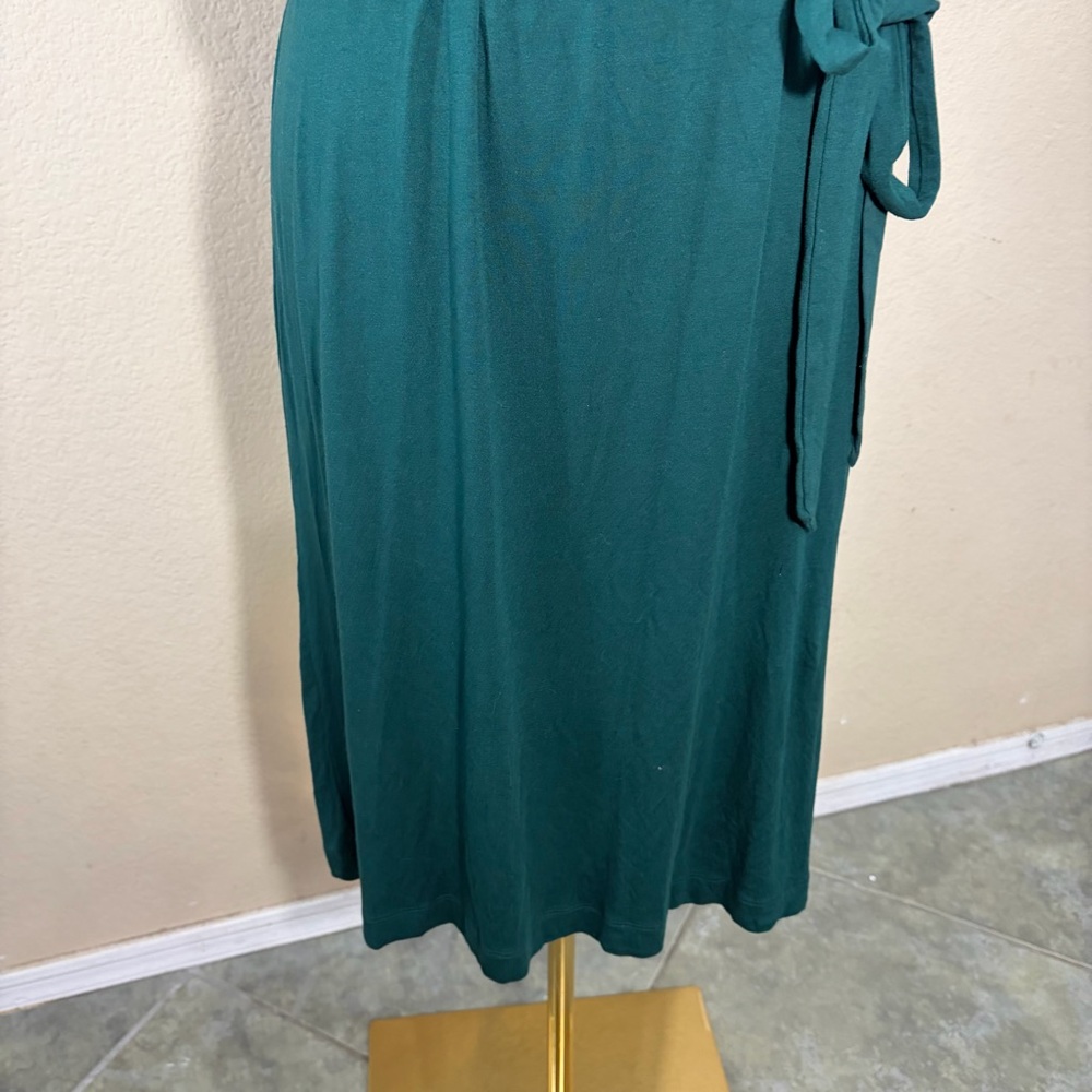 Boden Dark Green Belted Waist Short Sleeve Knot Detail Jersey Mini Dress Sz 12R - Picture 4 of 11